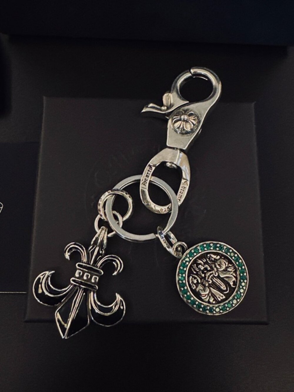 Chrome Hearts Green Diamond Emblem Keychain